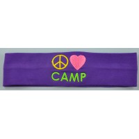 Headband Peace Love Camp Embroidered 