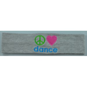 Headband Peace Love Dance Embroidered 