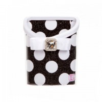 Magnetic Locker Bin- Black & White Polka Dots