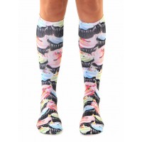 -Printed Knee High Socks- Cupcakes