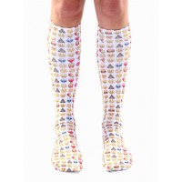 -Printed Knee High Socks- Emoji