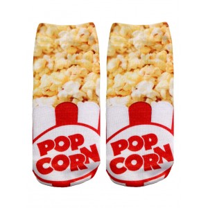 -Printed Socks- Popcorn