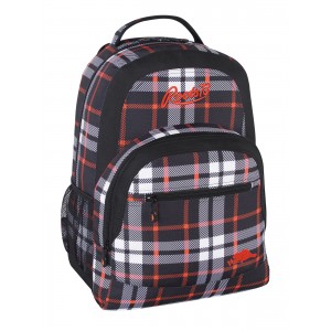 Roots Backpack Plaid Grey/Orange