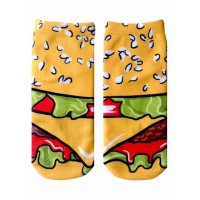 -Printed Socks- Hamburger Cartoon