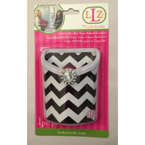 Magnetic Locker Bin- Black & White Chevron