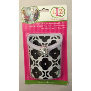 Magnetic Locker Bin- Black & White Flowers