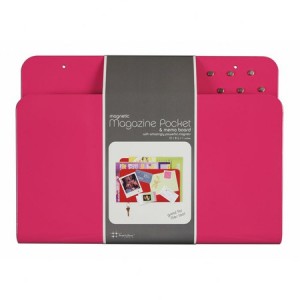 Magnetic Magazine Pocket and Memo Board- Hot Pink